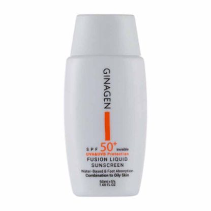 ضد آفتاب بی رنگ ژیناژن مدل Fusion liquid مناسب پوست چرب 50 میلی لیتر-فرهاد